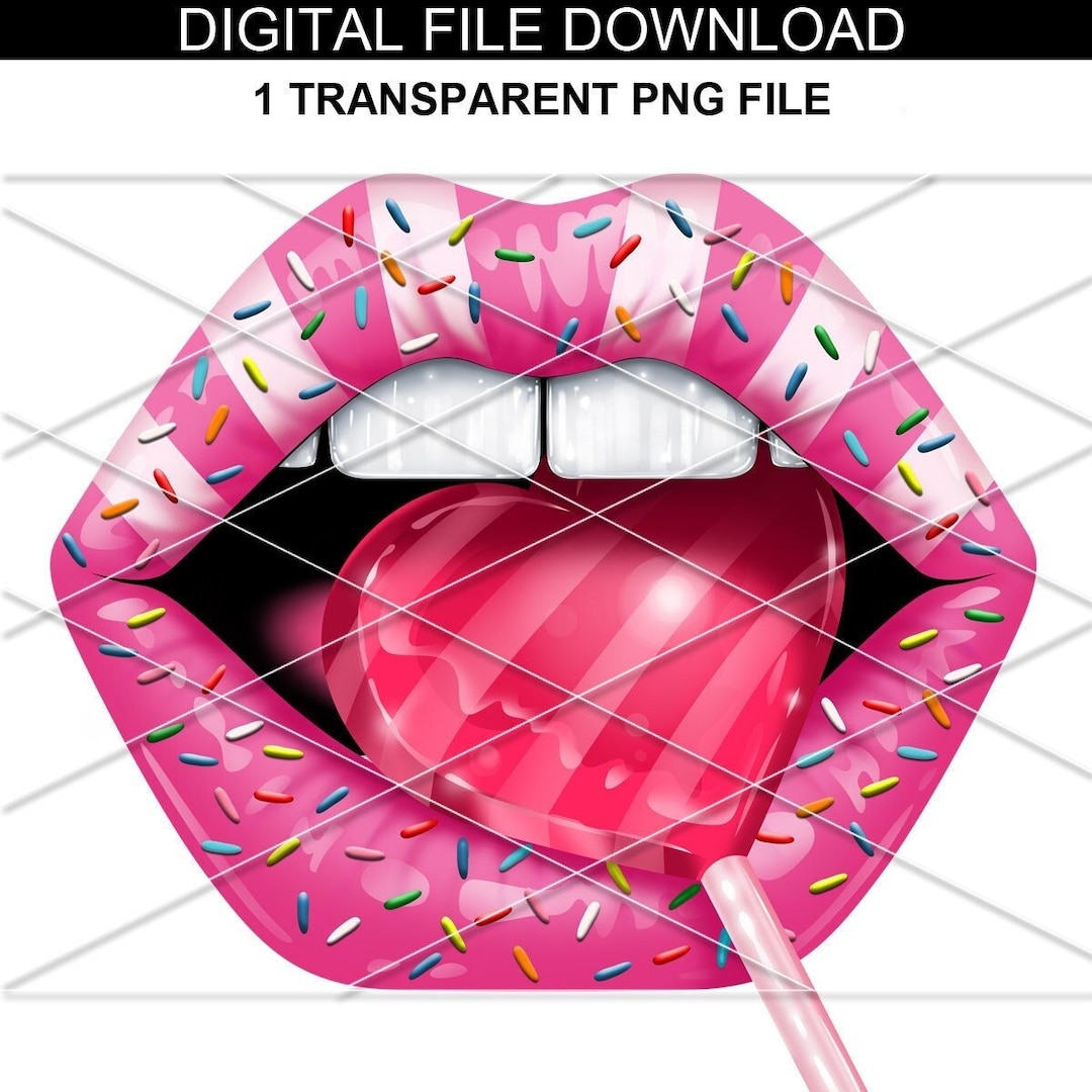 Candy Lips PNG/ Lips With Lollipop/ Pink Lips Lollipops/ Sensual Lips