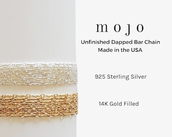 Gold Filled, Sterling Silver Dapped Bar Chain for Permanent Jewelry, Unfinished Chain by the Foot, Necklace Bracelet Wholesale Supply TRINI