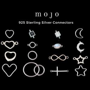 May include: A set of 925 sterling silver connectors in various shapes, including hearts, circles, infinity signs, crosses, stars, and moons. The connectors are perfect for adding a touch of elegance to jewelry projects.