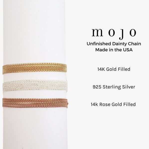 3 Colors! 14K Gold Filled, 925 Sterling Silver, 14K Rose Gold Filled Made in the USA Link Chain for Making Necklaces UNFINISHED CHAIN Rolo