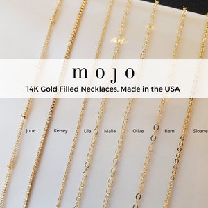 14K Gold Filled Finished Necklace Choose Length 16 18 20 16in 18in 20in 24in 30in inch Dainty Cable Curb Chain Beaded Satellite Box USA Made