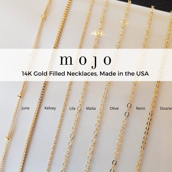 14K Gold Filled Finished Necklace Choose Length 16 18 20 16in 18in 20in 24in 30in inch Dainty Cable Curb Chain Beaded Satellite Box USA Made