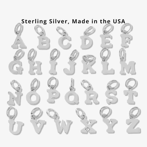 Set of 5 x Sterling Silver Letter Charm for Necklace Bracelet Tiny Initials Letters for Permanent Jewelry Making Wholesale Bulk Supplies USA