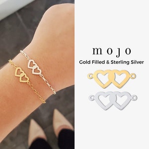 1pc or Set of 10 Gold Filled or Sterling Silver Heart Connector For Permanent Jewelry Linked Heart Necklace Bracelet Layering Supplies LIZZY