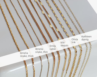 5 Styles Gold Finished Necklace 16 18 20 Inch Chain Necklace Wholesale Gold Plated Necklaces Snake Chain Dainty Cable Sequin Curb 18in USA