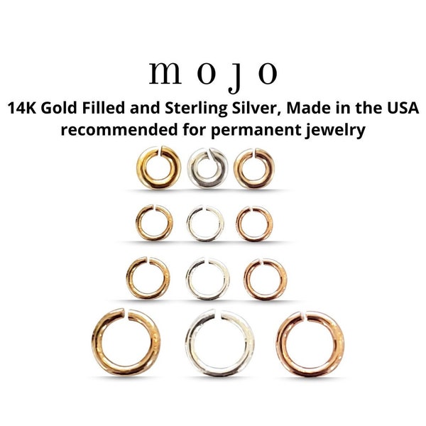 Set of 20, 60, 100 Jump Rings For Permanent Jewelry 14k Gold Filled Rose Gold Filled 925 Sterling Silver 4 Sizes 20ga 24ga Open Split Rings