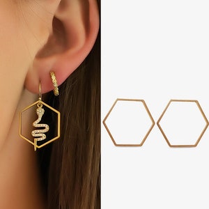 2 Hexagon Pendants 18K Gold Plated Brass Connector Gold Shape Connector Necklace Earring Findings Earring Charms USA BELLA