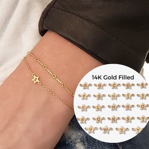 Tiny Star Letter Connector for Permanent Jewelry 14K Gold Filled Initial Necklace Pendant Bracelet Charm Personalized Jewelry Supply SHELBIE