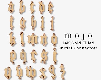 14K Gold Filled Gothic Letter Connector, Gold Gothic Lowercase