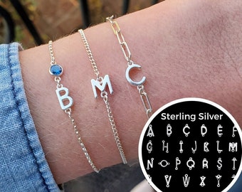 925 Sterling Silber Anfangsbuchstabe Großbuchstabe Anhänger für Dauerschmuck Armband Personalisierte zierliche Halskette DARLENE