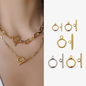 Toggle Clasp 4 Sizes and 3 Materials Gold Filled, Gold Plated Brass, Gold Silver Stainless Steel, Necklace Findings Clasp Chunky Chain Round