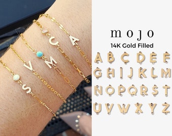 14K Gold Filled Anfangsstecker Großbuchstabe Charm für Permanent Schmuck, 1 Stück oder Set von 26