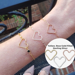 Set of 5 x 14K Gold Filled or 925 Sterling Silver or Rose Gold Filled Heart Connector for Permanent Jewelry Necklace Bracelet Supplies LIZA