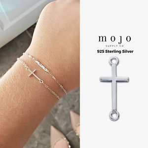 1pc or Set of 5 x Sterling Silver Cross Connector For Permanent Jewelry Two Hole Cross Link Charm Necklace Bracelet Supplies Wholesale