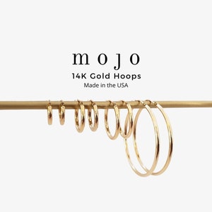 4 Sizes Solid Gold Click Hoops Small Medium Large Extra Large Hoop Earrings 12mm 16mm 20mm 40mm Click Hoop Earrings 14K Made USA ELIZABETH