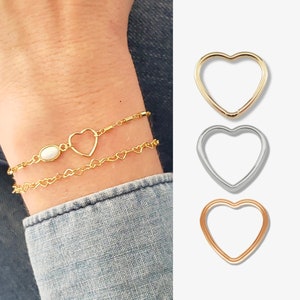 Set von 5 x 14K Gold Filled oder 925 Sterling Silber Herz Verbinder für Permanent Schmuck Kleine Draht Herz Halskette Armband Zubehör KENNA