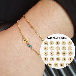 Tiny 14K Gold Filled Disc Initial Connector Capital Letter Charm for Permanent Jewelry Bracelet Dainty Personalized Disc Necklace TERRI