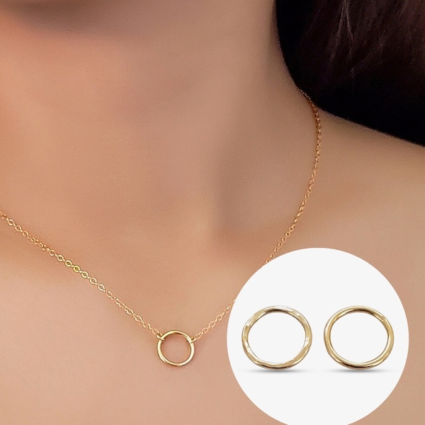 14K Gold Filled Open Circle Karma Charm Minimalist Jewelry Connector Dainty Simple Necklace Pendant Jewelry Polished Hammered RORY Made USA