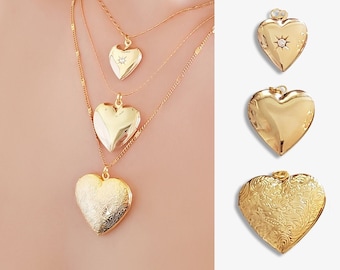 Gold Heart Locket Pendant Vintage Style 