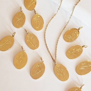 Add On Birth Flower Charms Gold Birth Flowers Birth Month Pendant Personalized Flower Necklace Iris Daffodil Poppy Rose Daisy BERNADETTE