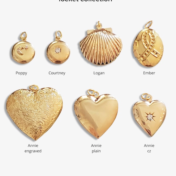 7 Styles Gold Lockets Choose Heart Love Celestial Star Moon Diamond Cubic Zirconia Seashell Shell Breast Cancer Locket Necklace Gift for Her