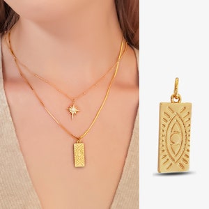 Rechthoek Evil Eye Hanger Goud Bescherming Eenvoudige Tag Bar Charm Evil Eye Ketting Sieraden Levering Gouden Hanger Charms BELLADONNA