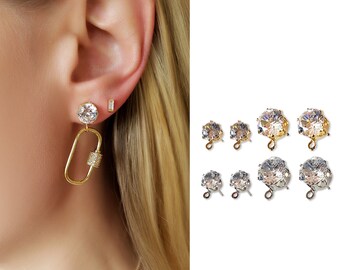 DIY Jewellery Making Findings E54 Ear Stoppers 20 pcs x Zirconia Stud Earrings with Loops Crystal Stud Earrings