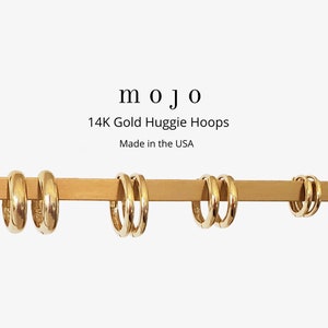 14K Solid Gold Huggie Hinged Hoop Earring Huggie Hoops Gold Hoop 8mm 11mm 12mm 10.5mm Tiny Single Cartilage Hoop Hinge Clicker USA Made