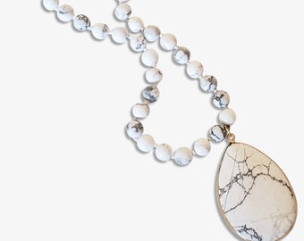 Creamy Bubble Ball Long Necklace White 