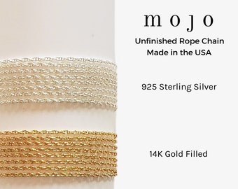 Gold Filled, Sterling Silver Rope Chains, Unfinished Chain By The Foot for Permanent Jewelry, 2mm Dainty Double Links Oval Necklace Bracelet