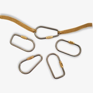 Gold Silver Carabiner Lock Pendant 48x25mm D Ring Oval Screw Lock Key Chain Necklace Choker Connector Hiking Hook Keyring Outdoor ZOA image 9