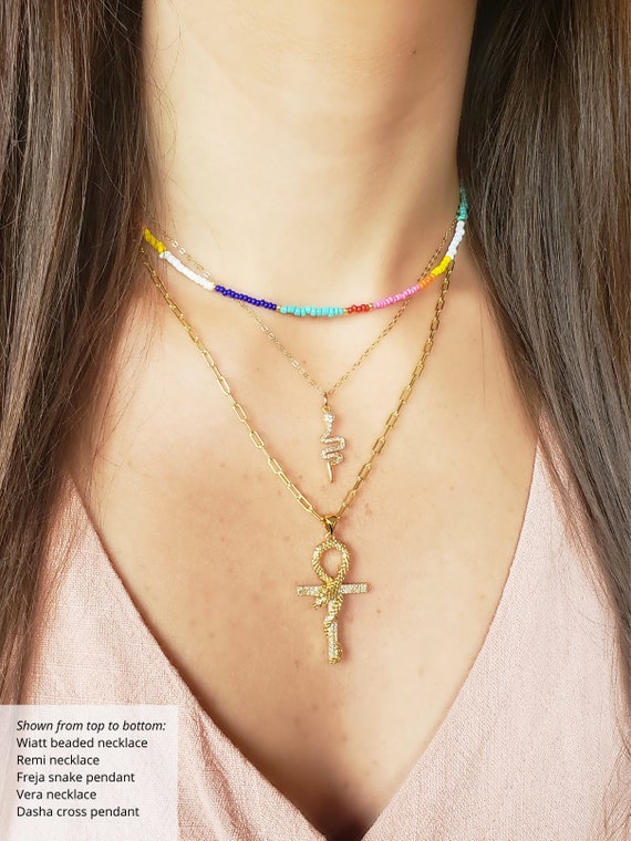 アクセサリー STUDIO SEVEN 7 Cross Gold Brass Necklace STUDIO SEVEN 7 Cross Gold Brass Necklace