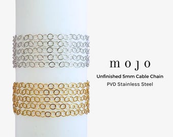 5 mm Kabelkette für Permanent Schmuck PVD Ion Edelstahl Gold und Silber Kreis Unfertige Ketten durch den Fuß-Großhandel-Bulk-Supply