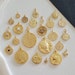 NEW STYLES! 24 Gold Coin Pendants Vintage Greek Layered Necklace Charm Earrings Jewelry Evil Eye Opal Sun Moon Zodiac Compass Bee Medallion 