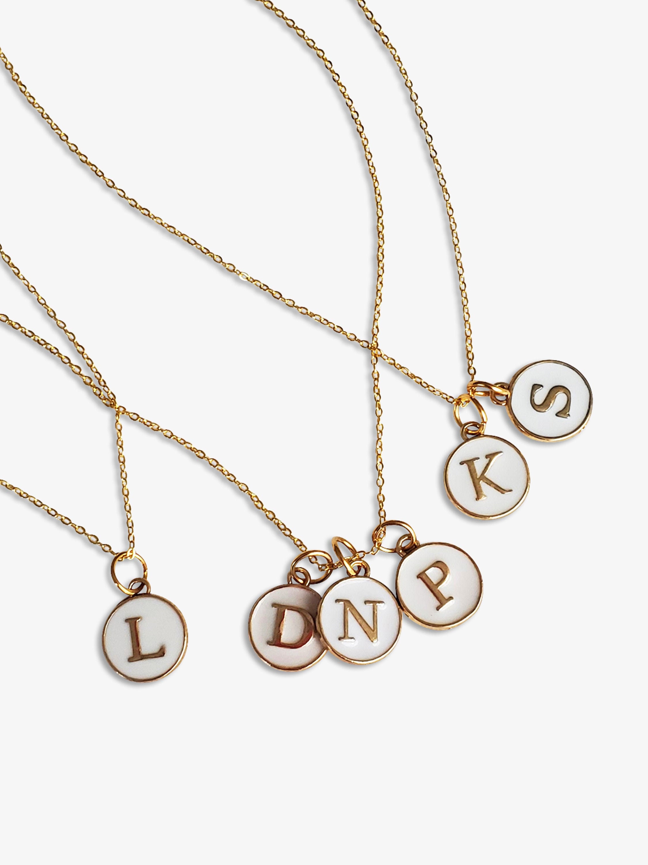 White Initial Necklace Gold Personalized Letter Necklace for - Etsy