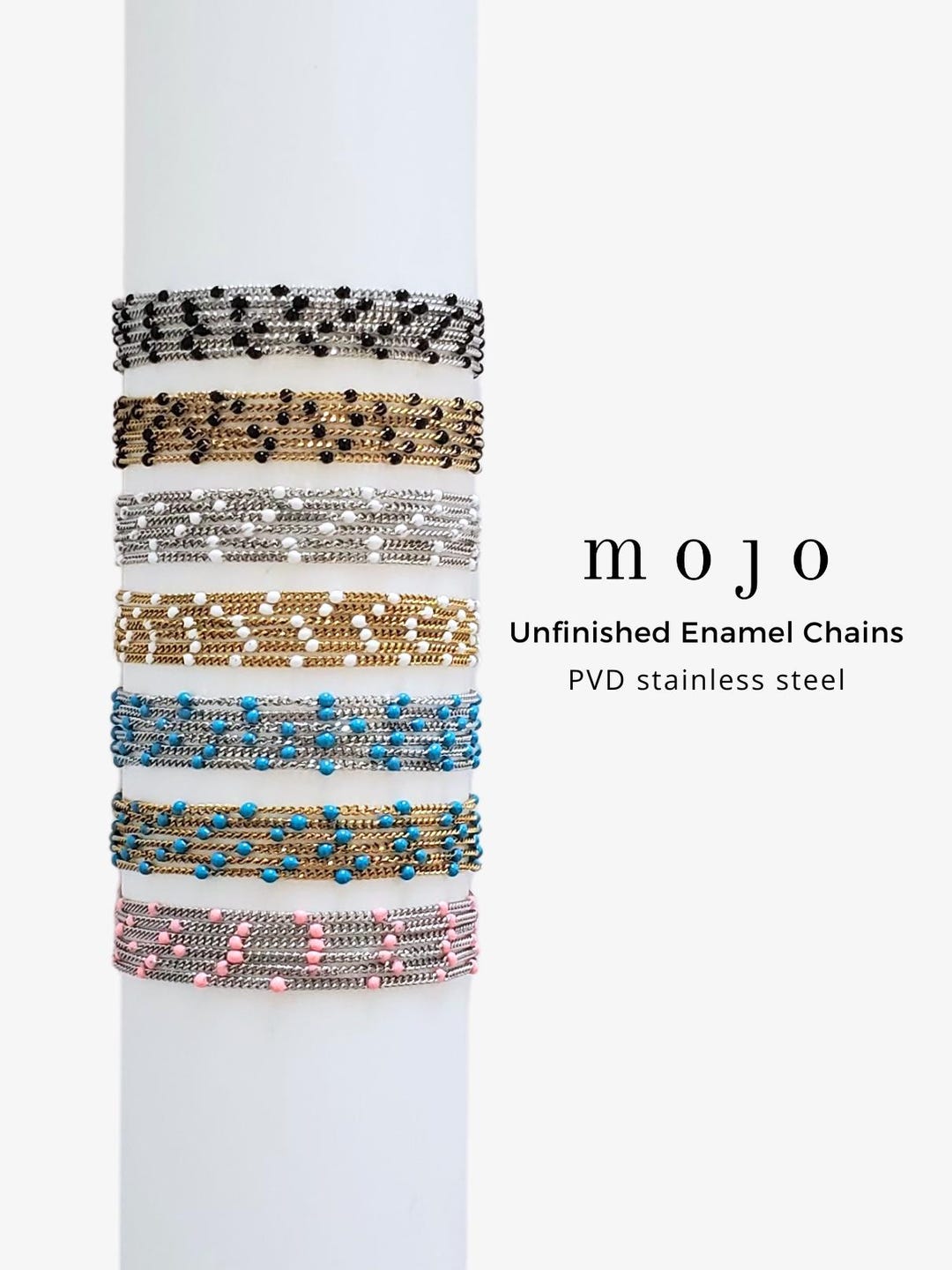 Chain Color Options 4 Colors! Enamel Curb Chain for Permanent Jewelry, Gold and Silver PVD ...