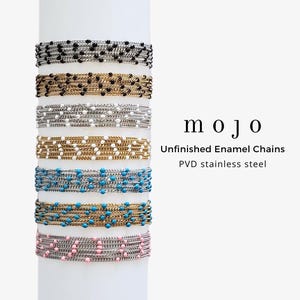 4 Colors! Enamel Curb Chain for Permanent Jewelry, Gold and Silver PVD Stainless Steel Unfinished Chain by the Foot White Black Blue Pink