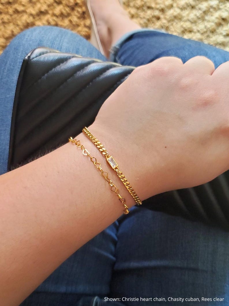 4 Styles! Heart Chains Gold and Silver PVD Plated Stainless Steel for Permanent Jewelry 3mm 4mm Chain by the Foot Bracelet Necklace Hearts image 6