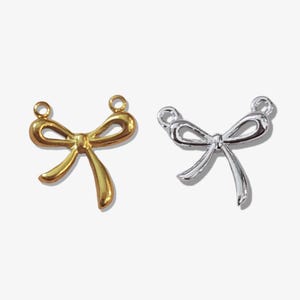 Petit noeud de connecteur, breloque de collier petit noeud en acier inoxydable plaqué or argent PVD ionique pour bijoux permanents