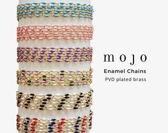 6 Colors! Enamel Chain, Unfinished Chain by the Foot Jewelry Making Black White Blue Pink Purple Red PVD Brass Wholesale Necklace Bracelet