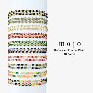 10 Colors! Enamel Chain, Multi Color Unfinished Chain by the Foot for Jewelry Making Black White Gray Blue Pink Ombre Rainbow Green Sequin