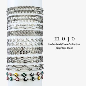 9 Styles! Stainless Steel Chain for Permanent Jewelry Unfinished Chain By The Foot Silver Wholesale Thick Chevron Arrows Disc Curb Ball Drop