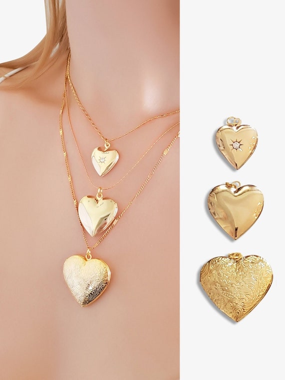 Fashion Woman 18k Gold Plated Stainless Steel Heart Charm Love Chain  Necklace