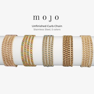 5 Colors! Gold Stainless Steel Cuban Curb UNFINISHED CHAIN 4MM Enamel Chain By The Foot For Permanent Jewelry Necklace Bracelet Bulk CLAIRE