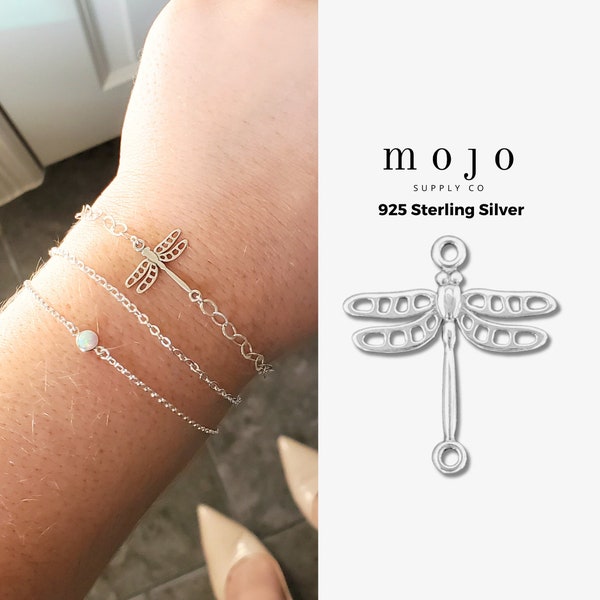 1pc or Set of 5 x Sterling Silver Dragonfly Connector For Permanent Jewelry Small 925 Charm for Necklace Bracelet Layering Supply MELANIA