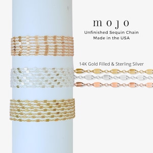14K Gold Filled Chain By The Foot, You Choose Sequin Razor Fancy Chain Necklace Bulk Wholesale Made in the USA Any Length Bestseller MELANIE