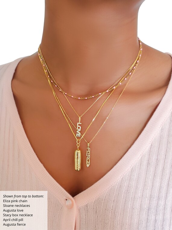 Gold pill necklace sale