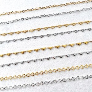 4 Styles! Heart Chains Gold and Silver PVD Plated Stainless Steel for Permanent Jewelry 3mm 4mm Chain by the Foot Bracelet Necklace Hearts image 11