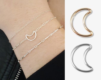 Set of 5 x 14K Gold Filled or 925 Sterling Silver Moon Connector for Permanent Jewelry, Wire Moon Tiny Necklace Bracelet Supplies KARLY