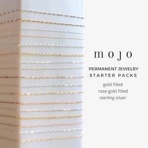 Permanent Jewelry Chain Starter Pack, Gold Filled Chain By The Foot Sterling Silver Rose Gold Filled Paperclip Bar Cable Heart Dainty Sequin